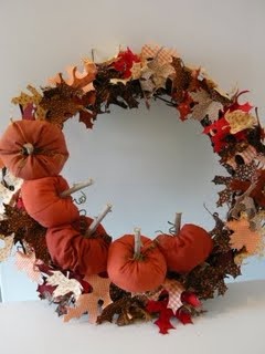 fabric pumpkin wreath