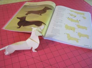 folded paper dog dachshund 3-d