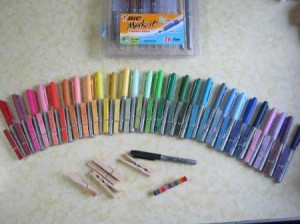 BIC-marker-clothes-pin-ephemera-organizer