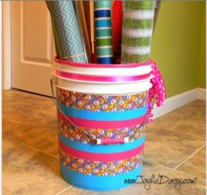 duct tape embellished bucket storage