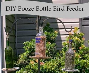 Booze Bottle Bird Feeder w caption