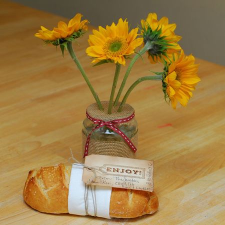 burlap flower jar vase