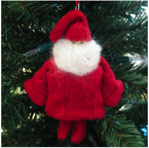 recycled sweater santa ornament