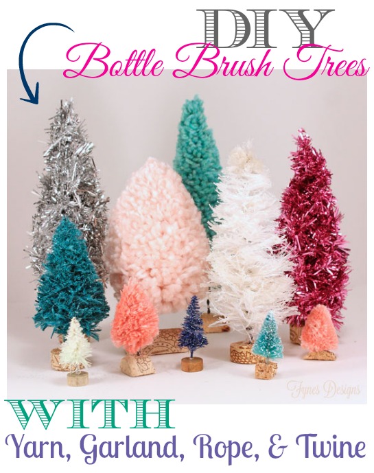 How to make yarn and twine bottle brush trees