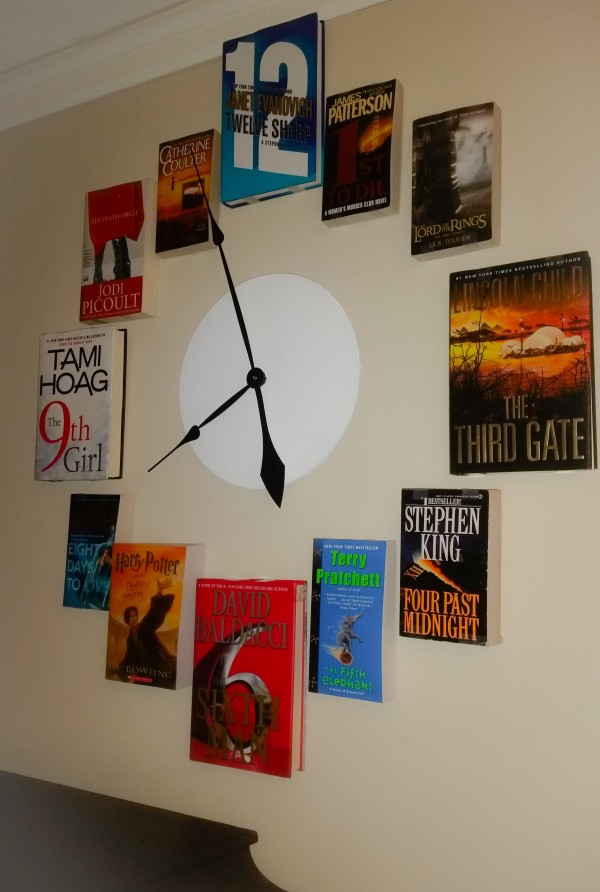 clock made of books