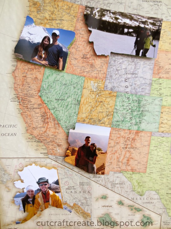 cut photos in the shape of each state