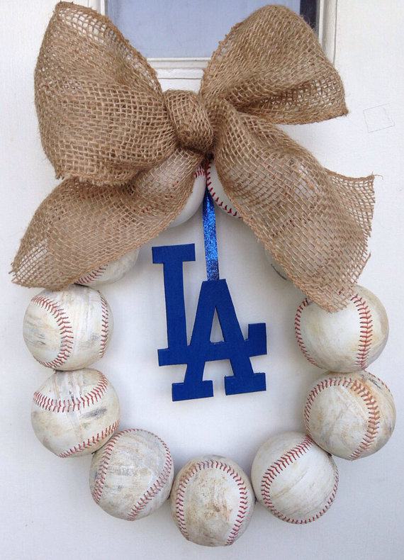 recycled baseball wreath