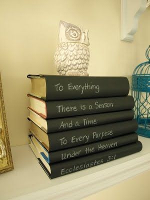 chalkboard paint on book spine art