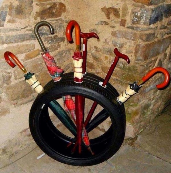 tire umbrella holder