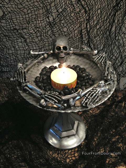 skeleton dish candle