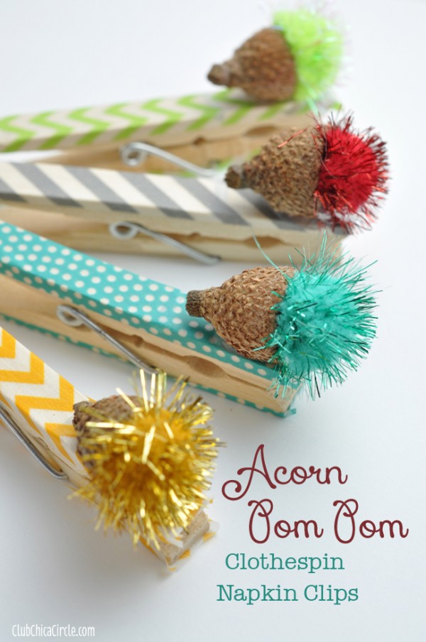 Acorn-Pom-Pom-Washi-Tape-Clothespin-Napkin-Clips