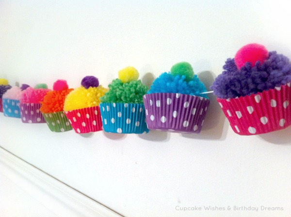 Yarn Pom Pom Cupcake Garland 2