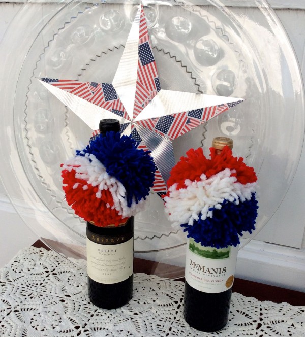 how to make a red white and blue pom pom