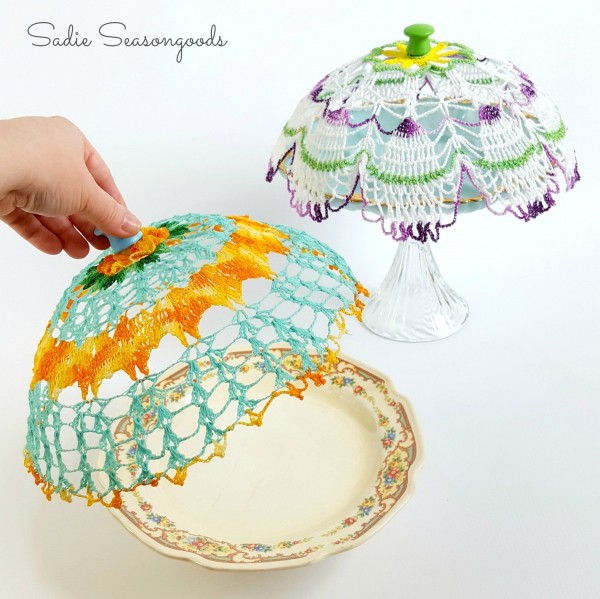 11_vintage_doily_soaked_in_fabric_stiffener_repurposed_as_plate_cover_cloche_Sadie_Seasongoods
