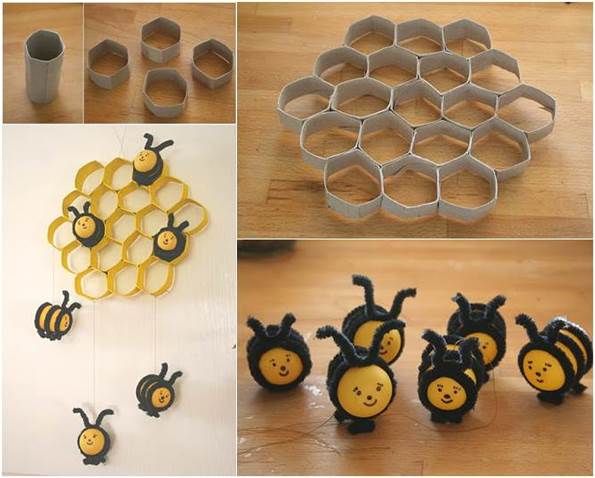 How-to-DIY-Lovely-Beehive-and-Bees-Decoration-from-Toilet-Paper-Rolls