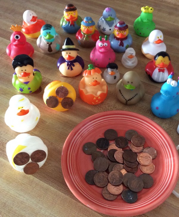 weight-rubber-duckies-with-pennies-to-float