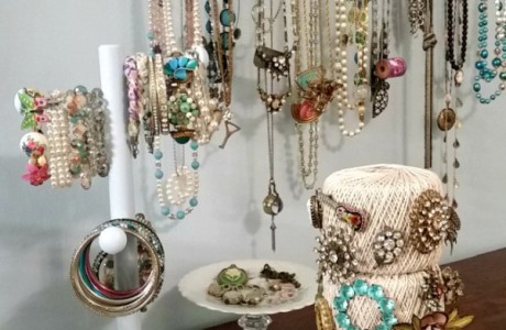 recycled sewing supply displays