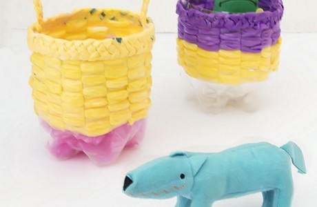 Woven plastic bottle Easter Baskets