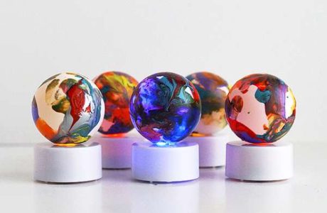 Tea Light Planets from ping pong balls