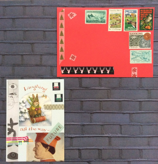 mail art, postal art, collage art, mixed media, vintage postage, stefanie girard