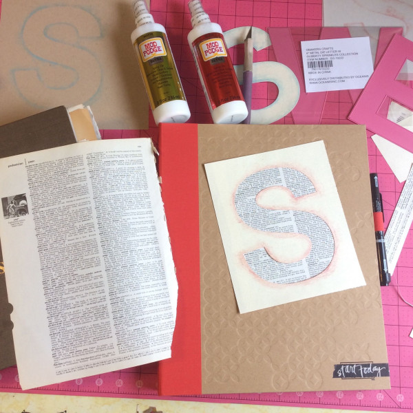 alphabet letter die cut, Liberty Sprinkles, Stefanie Girard, junk journal, book page