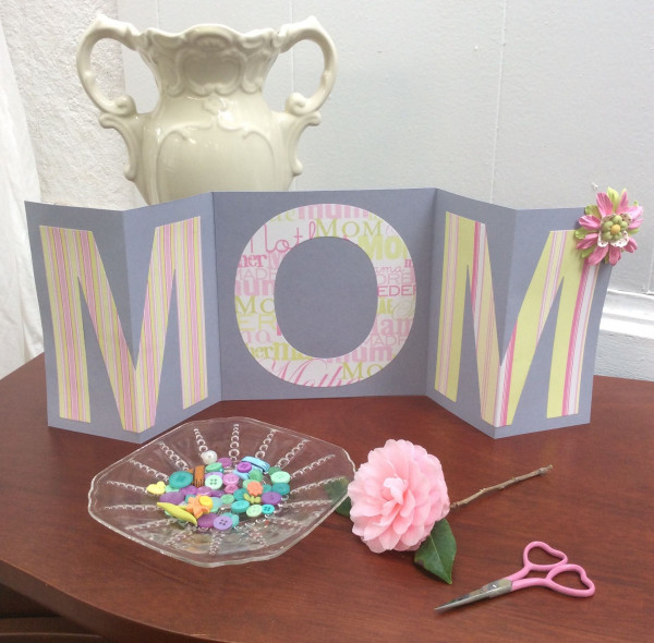 MOM card, Mother's Day card, die cut letters, Stefanie Girard, Liberty Sprinkles