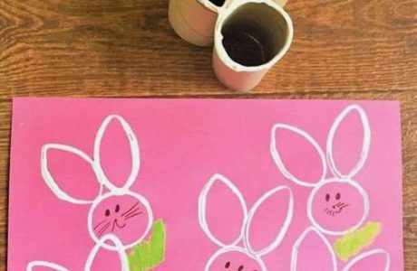 Toilet Paper tube Easter bunny stamping
