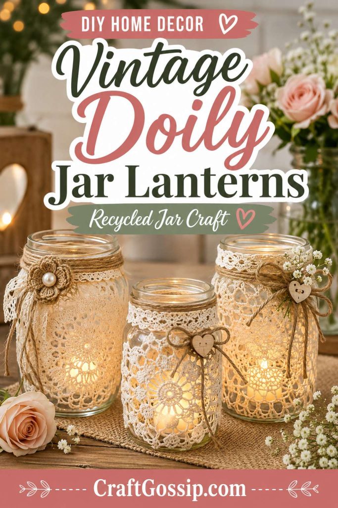 Vintage Doily Jar Lanterns: A Pretty Recycled Jar Craft For Weddings, Tables & Cozy Corners