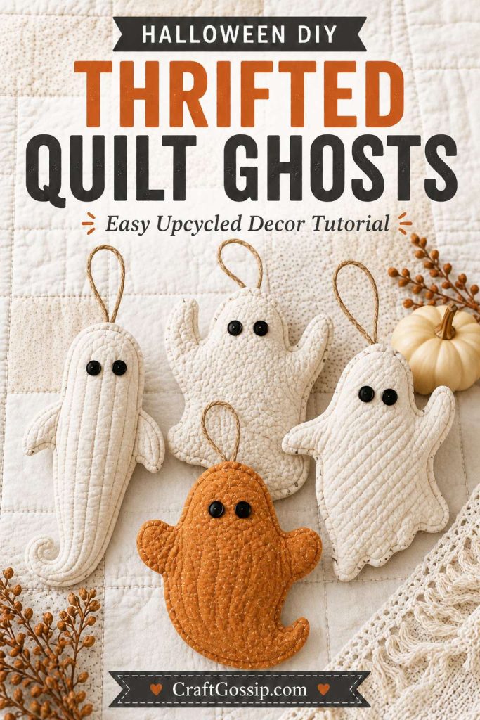 Thrifted Quilt Ghost Decorations for Halloween