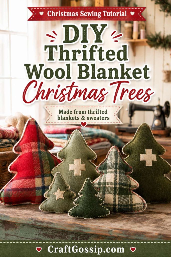 DIY Thrifted Wool Blanket Christmas Trees