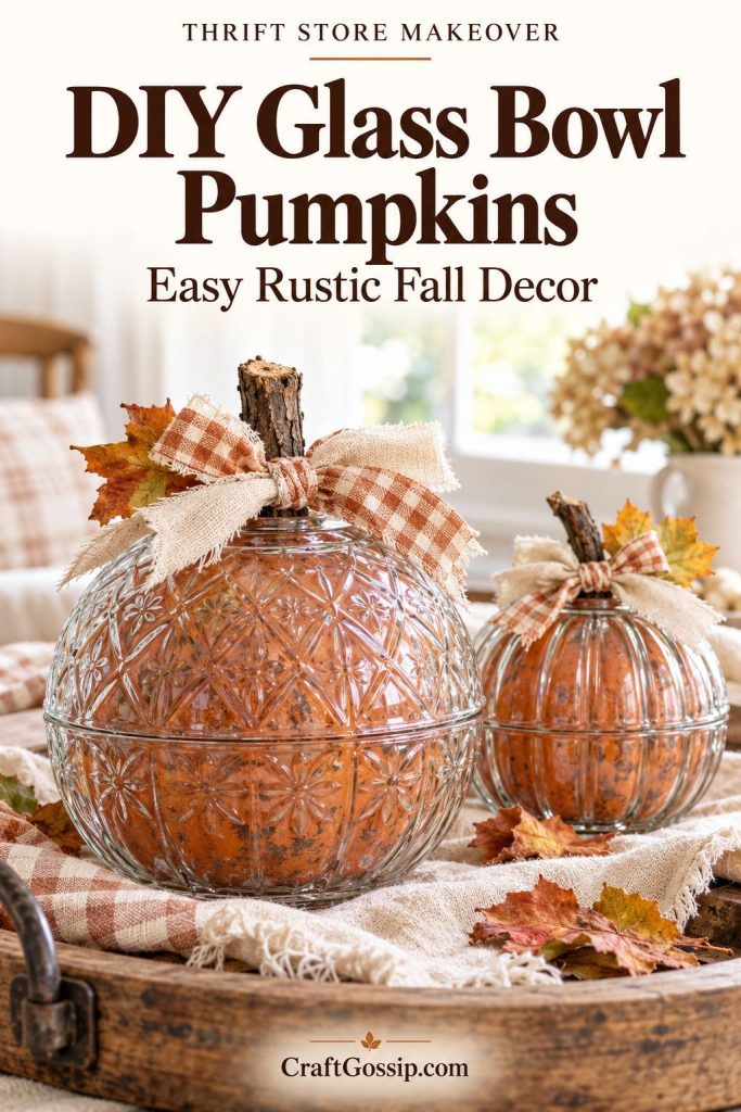 Thrift Store Upcycling: Rustic Pumpkin Decorations From Glass Bowls